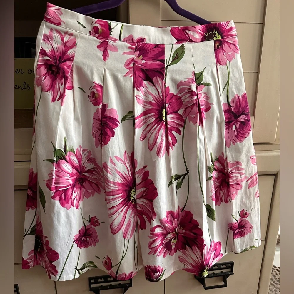 Roz & Ali Pink Floral A-Line Skirt - Picture 1 of 11